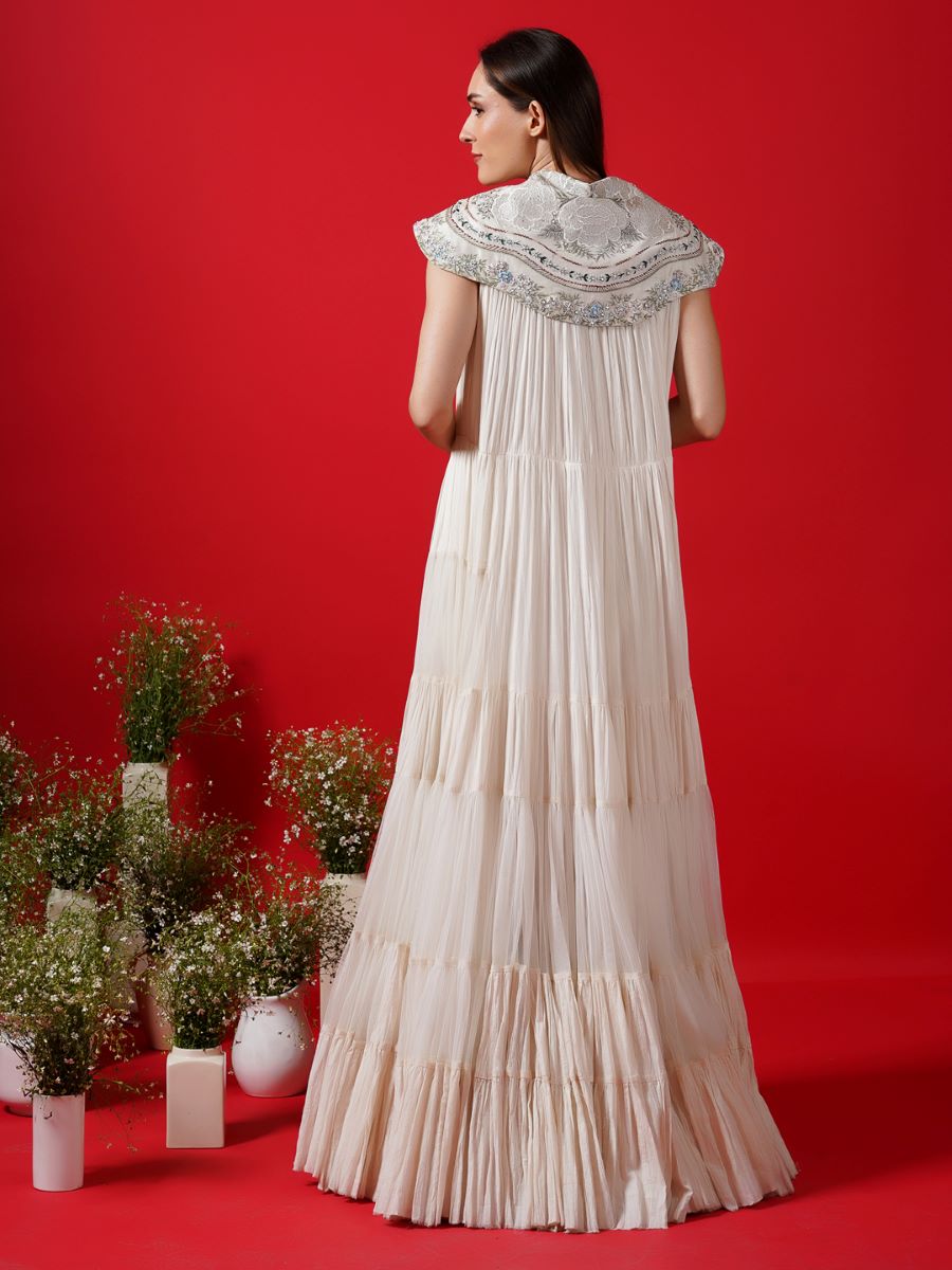 Tier dress enhance with embroidered neck line - samantchauhan Apparel & Accessories