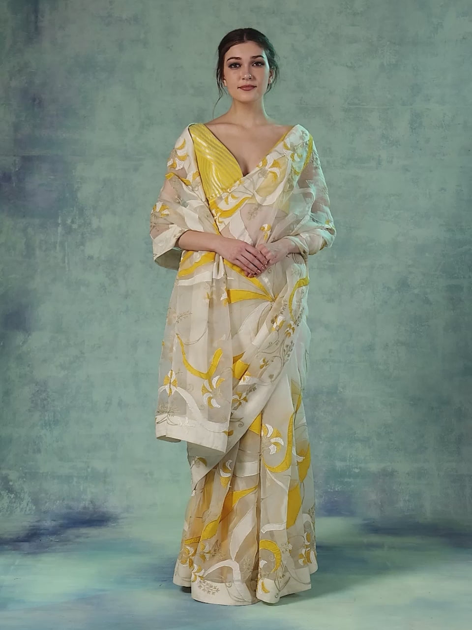 Organza Saree With Cotton Silk Blouse