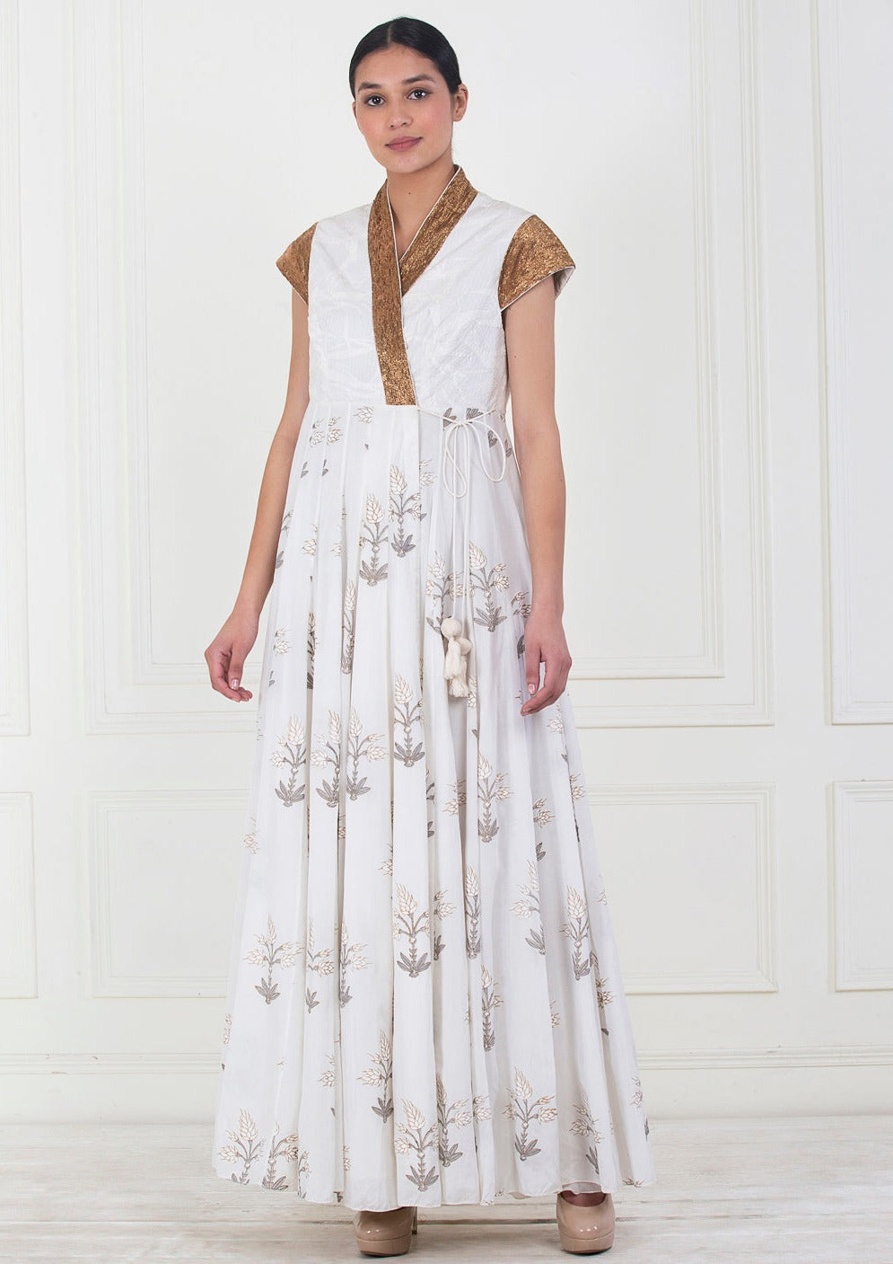 A white cotton anarkali dress