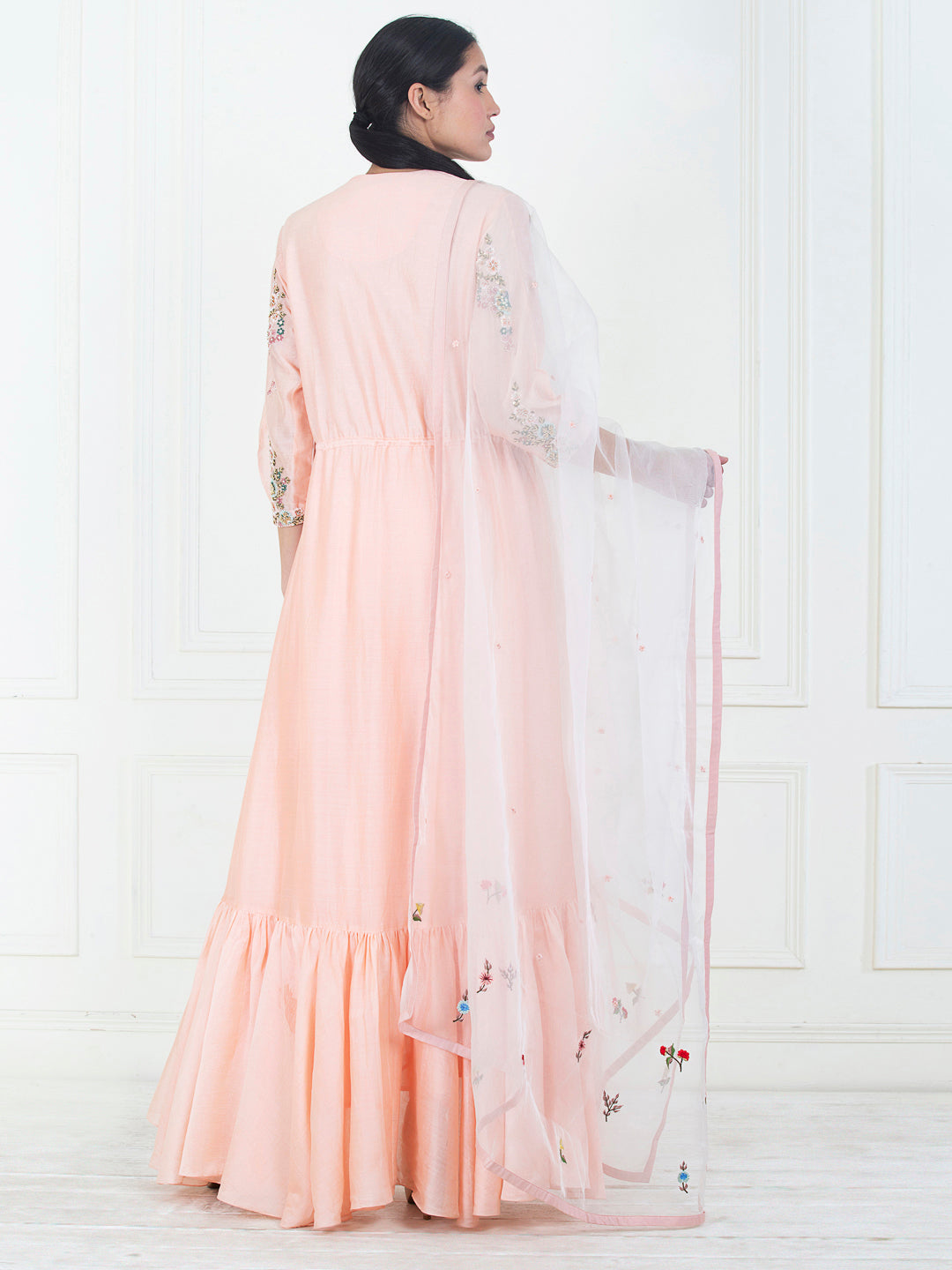 cotton silk anarkali tunic that has an adjustable knot at the waist