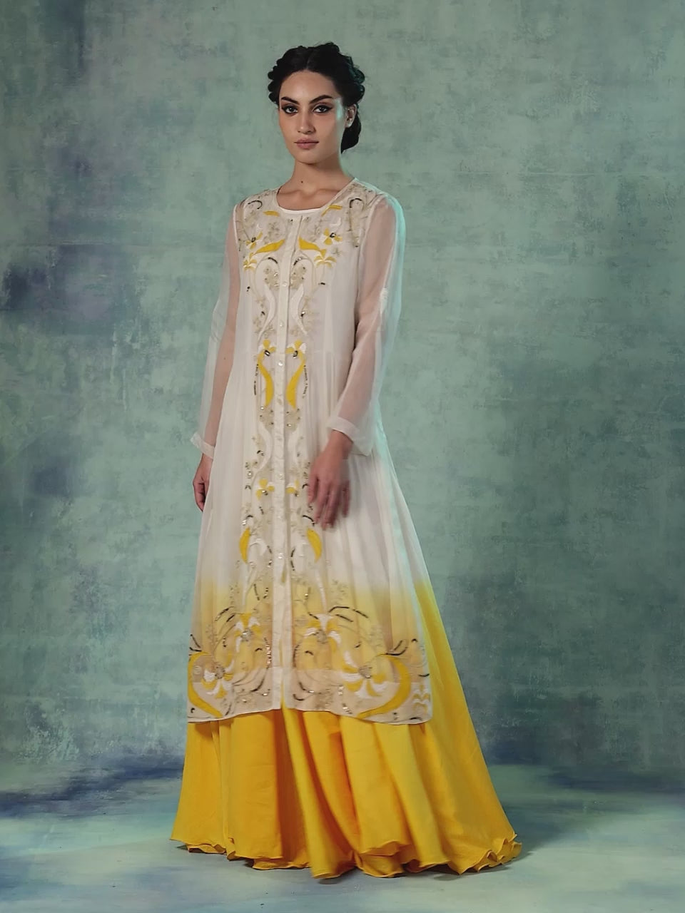 Cotton inner dress with organza shirt