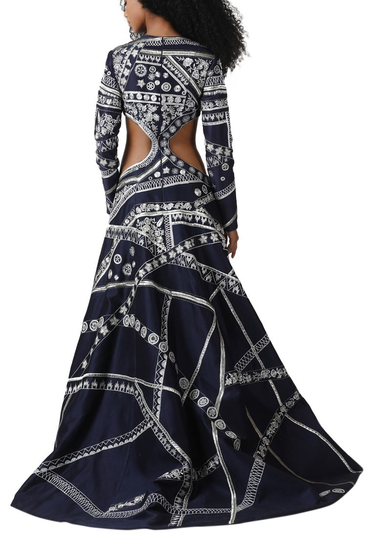 Long sleeve evening gown