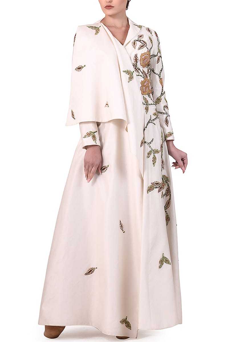 One-sided Overlap Sleeve Gown
