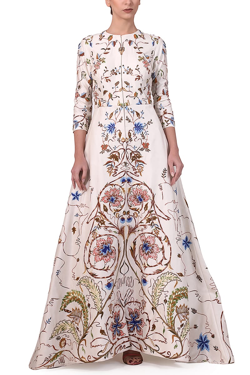 Front-opening Embroidered Jacket Gown