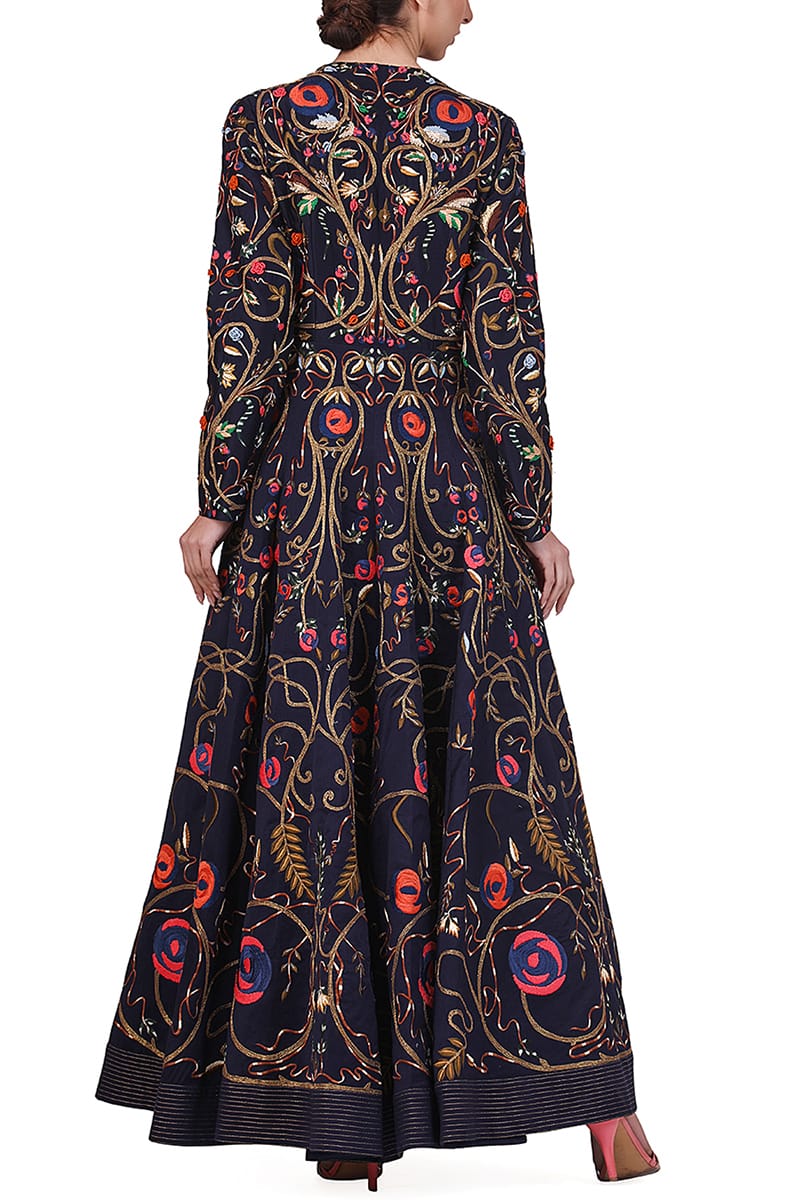 Embroidered Floor-Length Gown