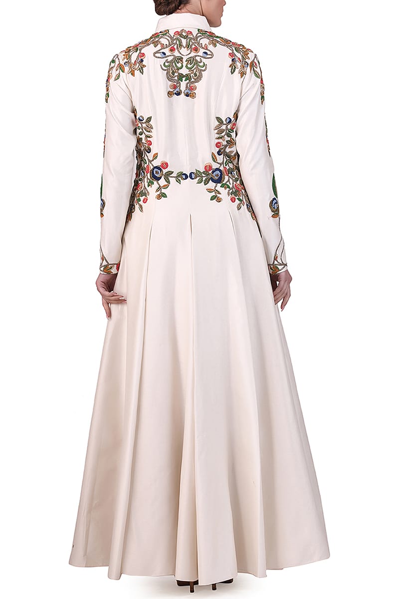 Embroidered Collared Gown