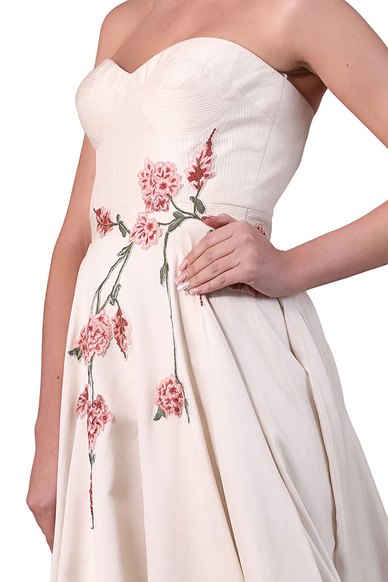 Embroidered Bustier Gown