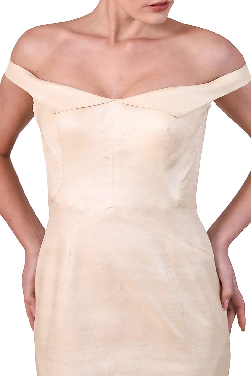 Off-Shoulder Paneled Gown