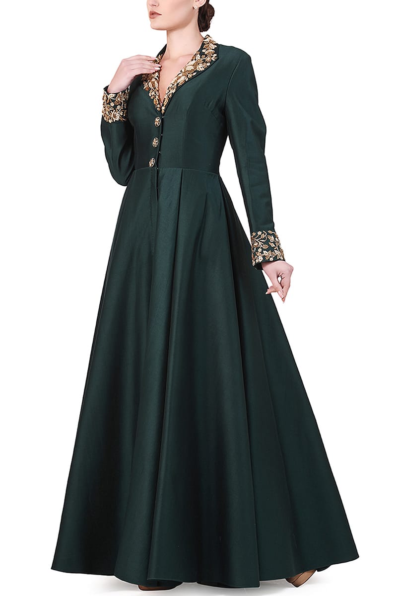 Collar Embroidered Gown