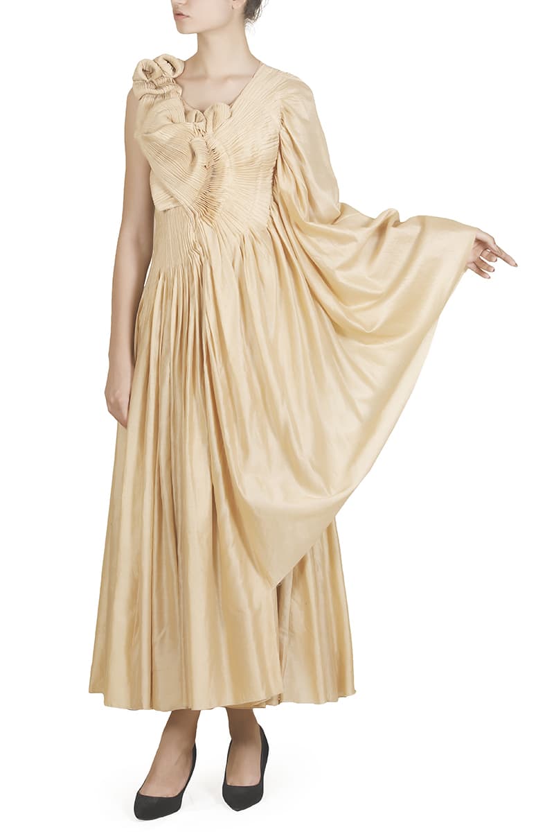 Pleated Drape Gown