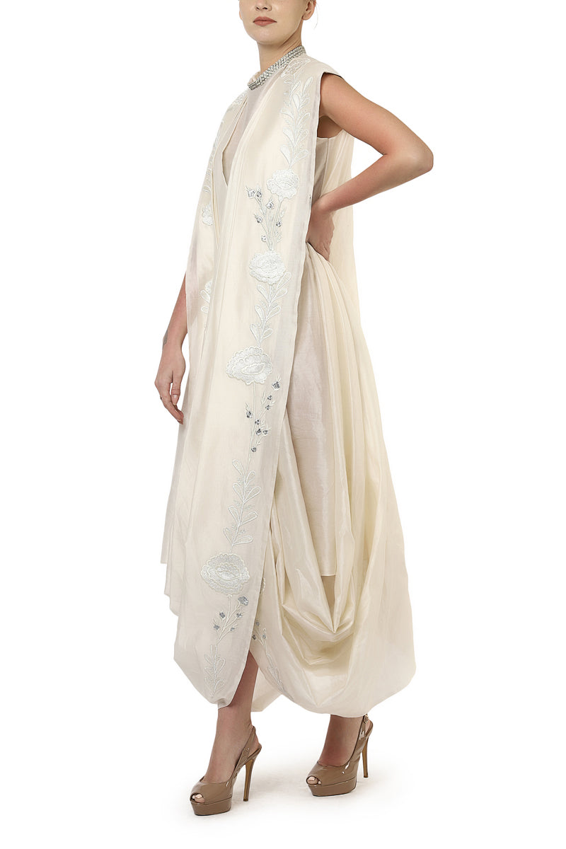 Draped Embroidered Dhoti Jumpsuit