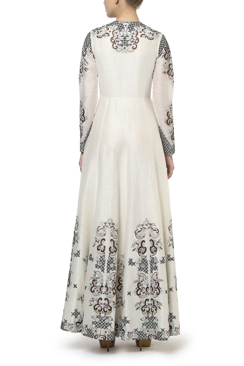 Mandarin Collared Embroidered Gown