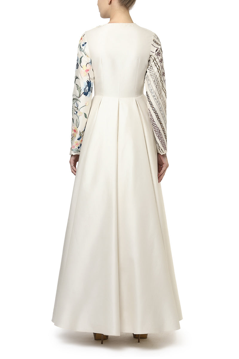 Placket Embroidered Gown