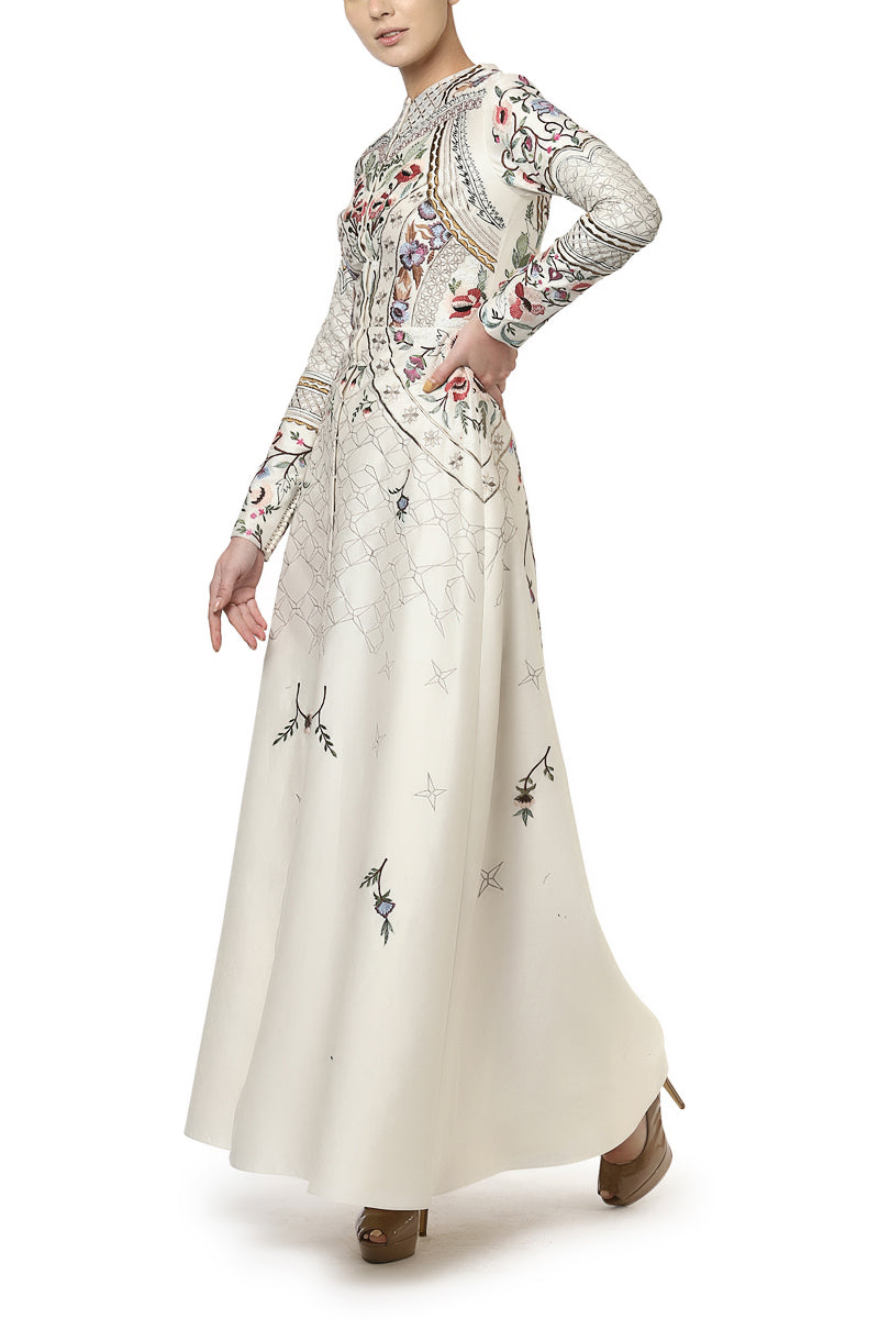 Paneled Embroidered Gown