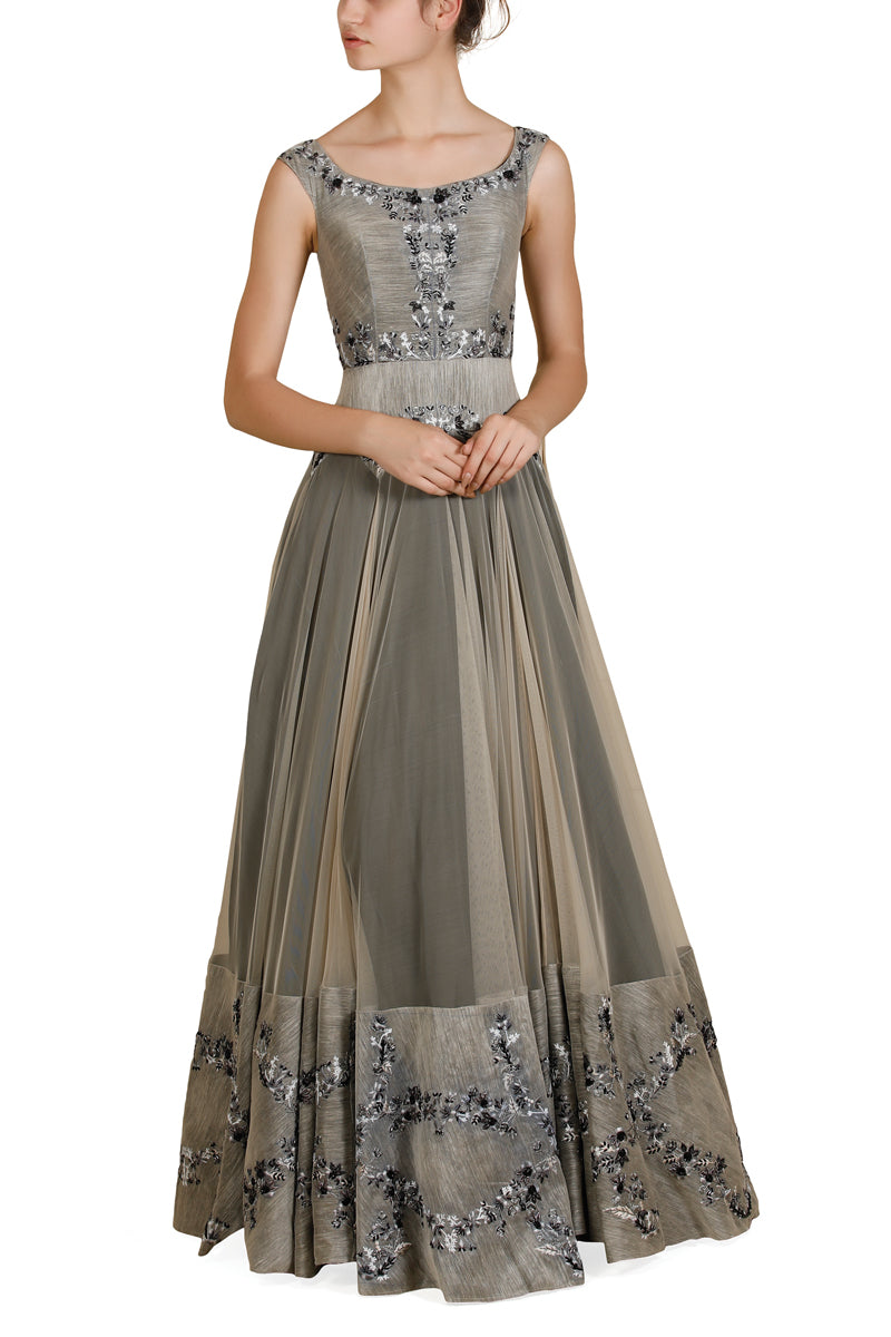 Fit & flare Embroidered Gown