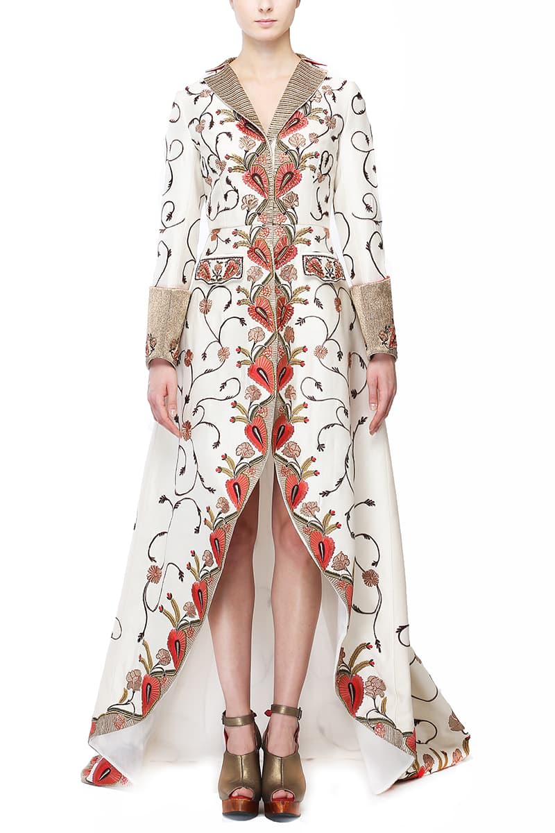 Front-Opening Embroidered Jacket Gown