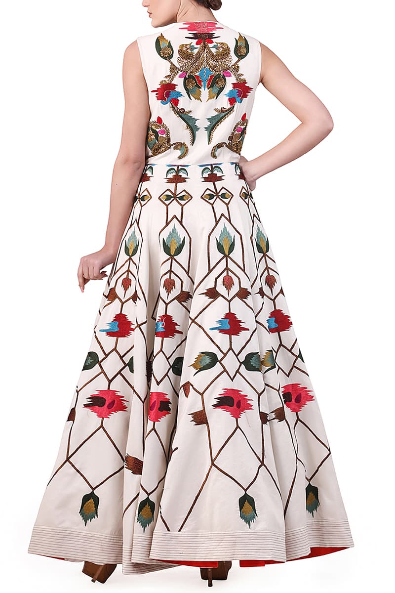 Front-opening Embroidered Gown