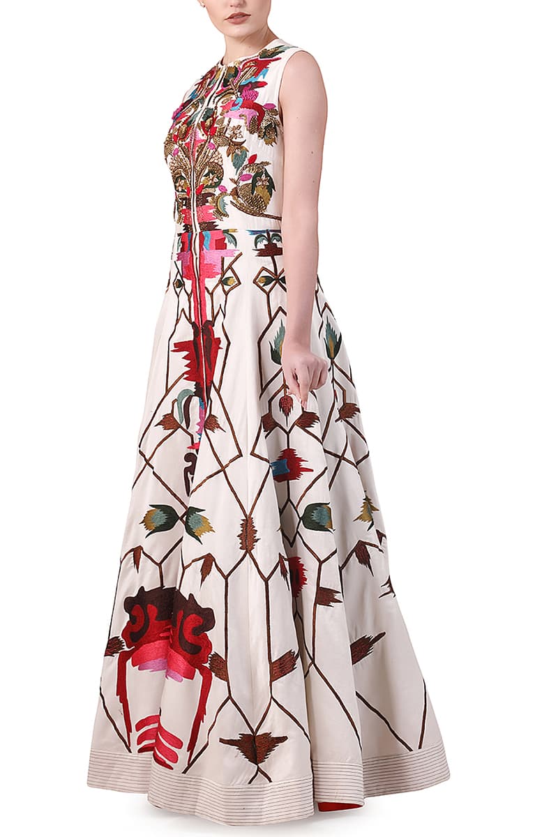 Front-opening Embroidered Gown