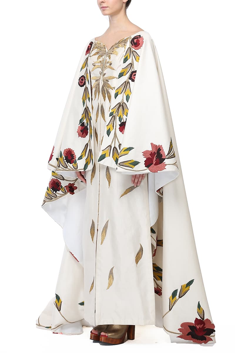 Cape Style Embroidered Gown