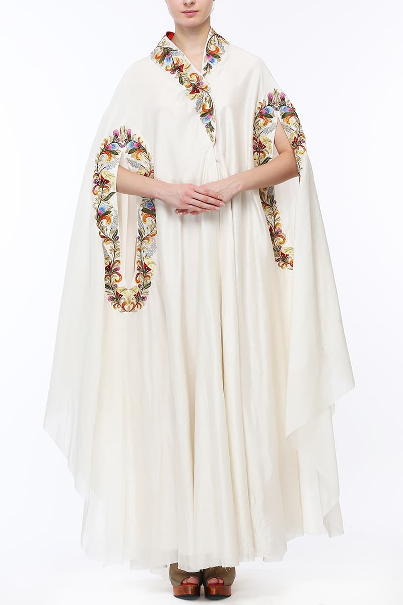 Lapelled-Collared Embroidered Kaftan