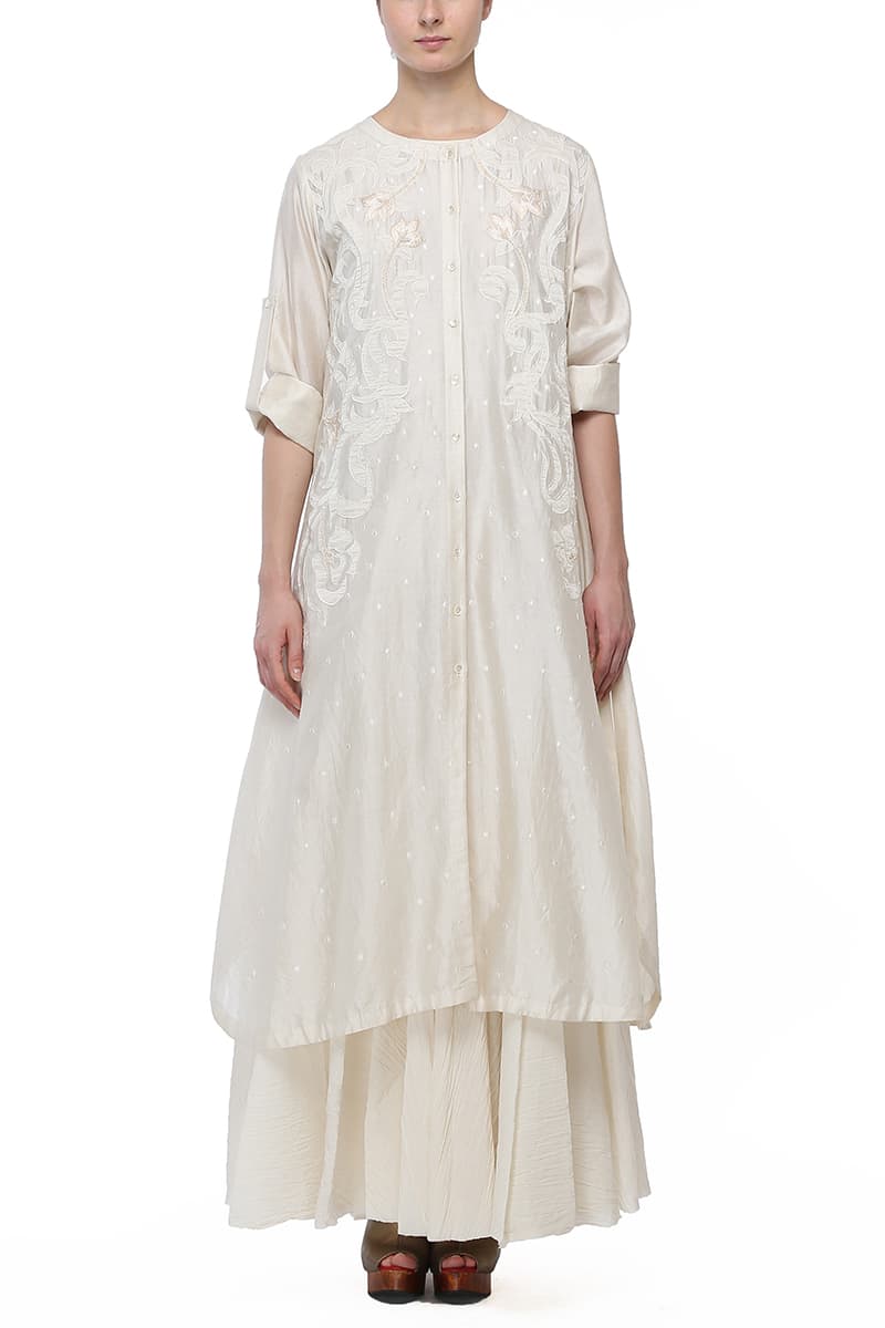 Front-opening Embroidered Kurta & Inner