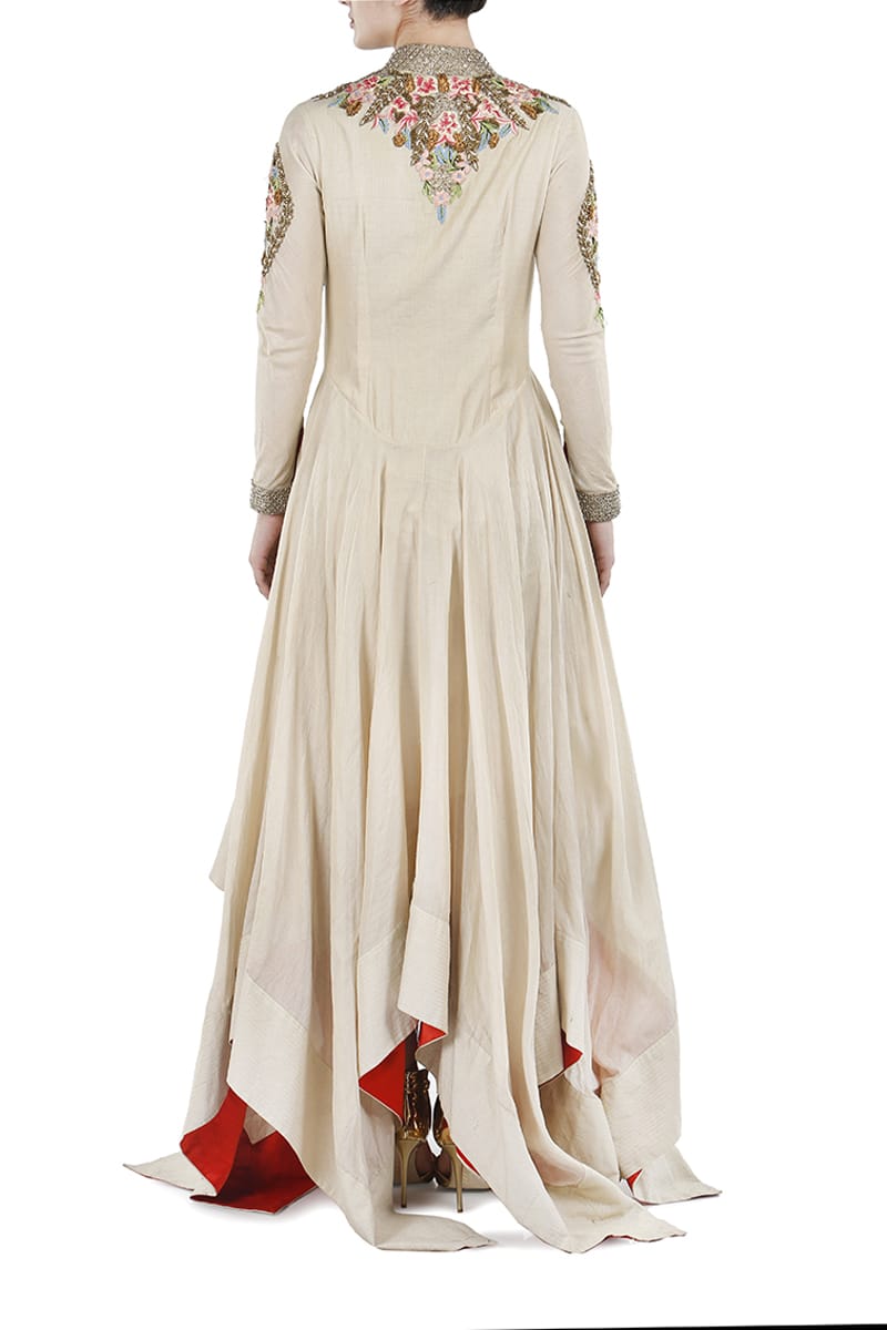 Front-Opening Embroidered Gown
