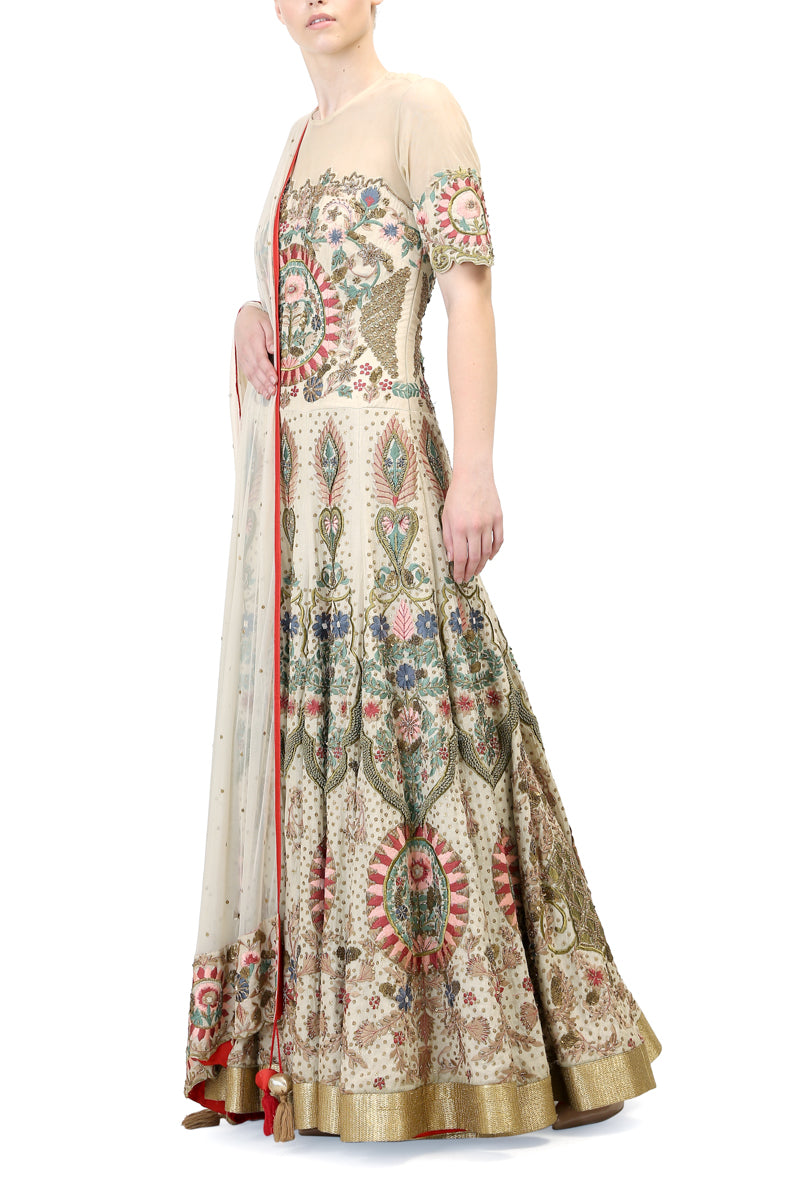 Embroidered Gown & Dupatta