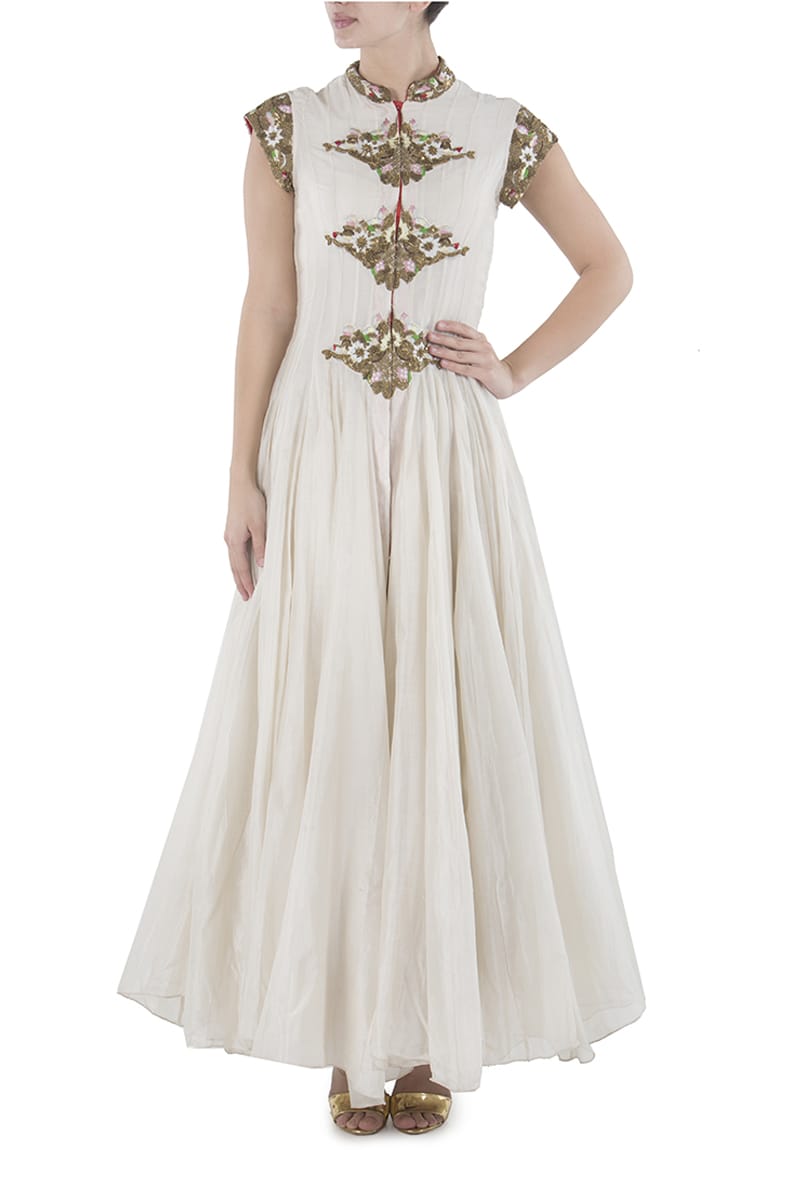 Floor-Length Embroidered Dress