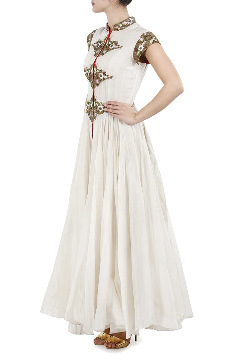 Floor-Length Embroidered Dress