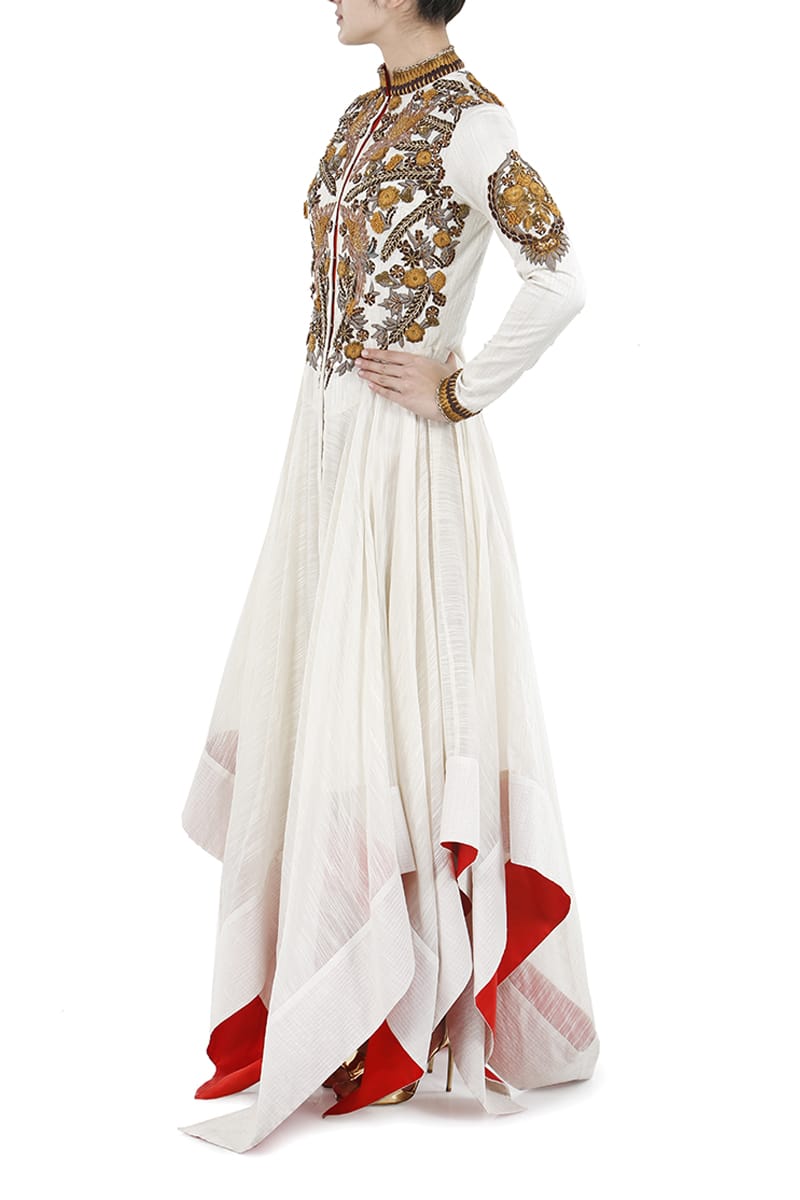 Asymmetric Fit & Flare Embellished Gown