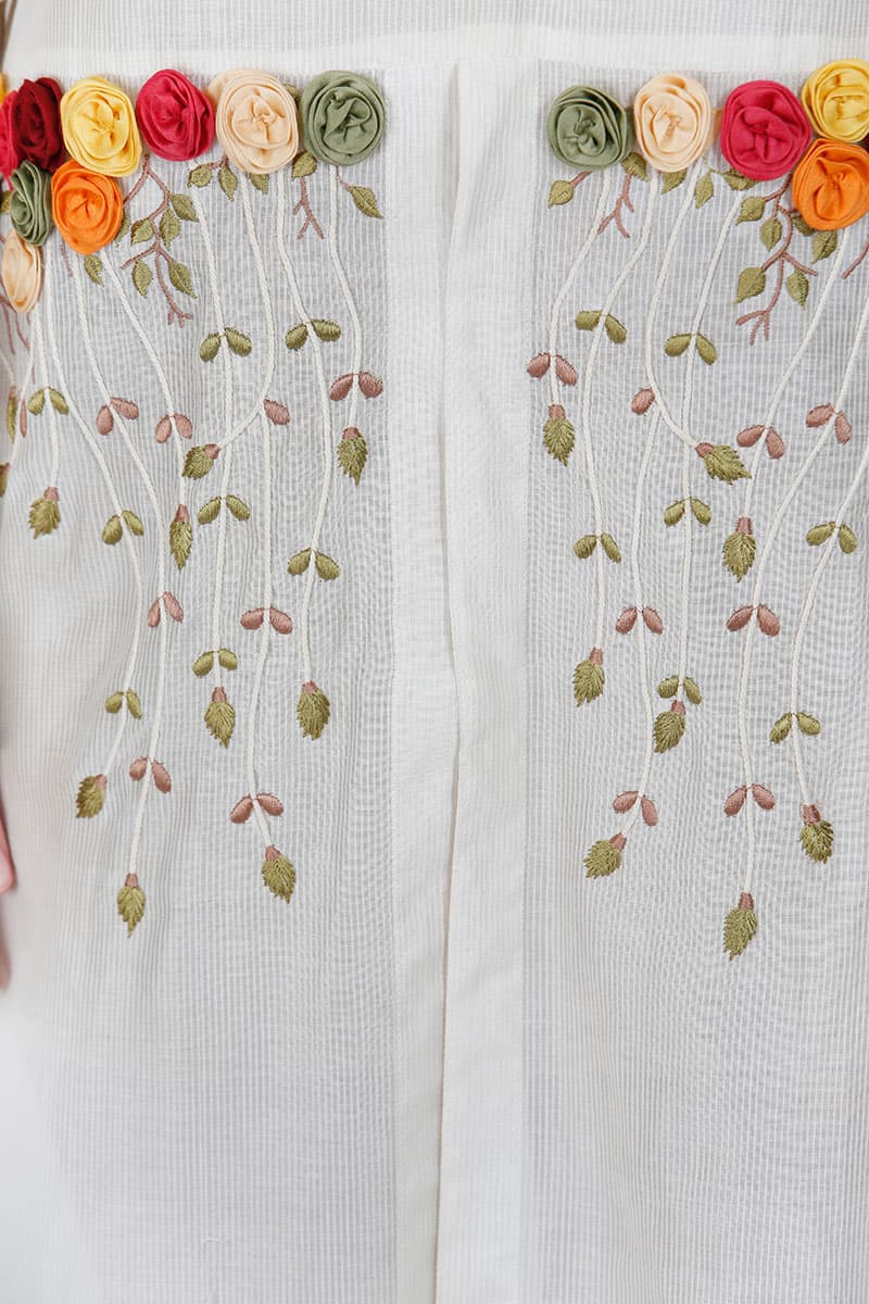 Dropped-waistline Embroidered Dress