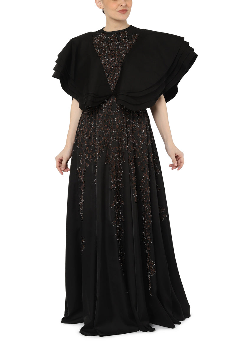 Pleat sleeves gown