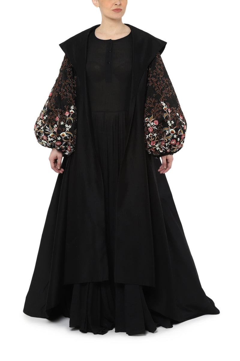 Black Gothic Wedding Dresses Long Sleeves High Neck Satin Bridal Ball Gowns  | eBay