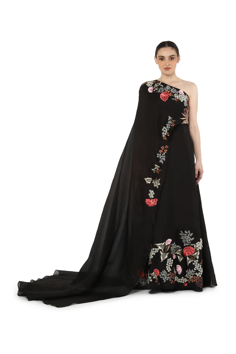 One elongated sleeve gown