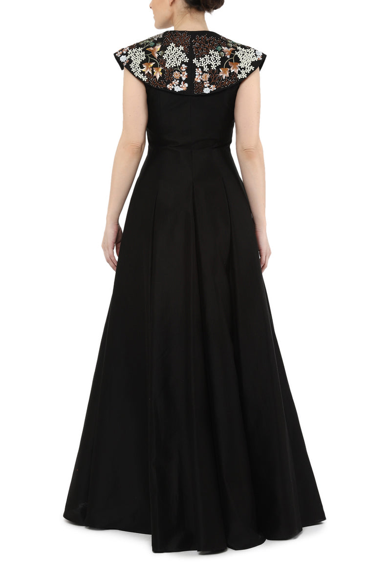 Front open v neck gown