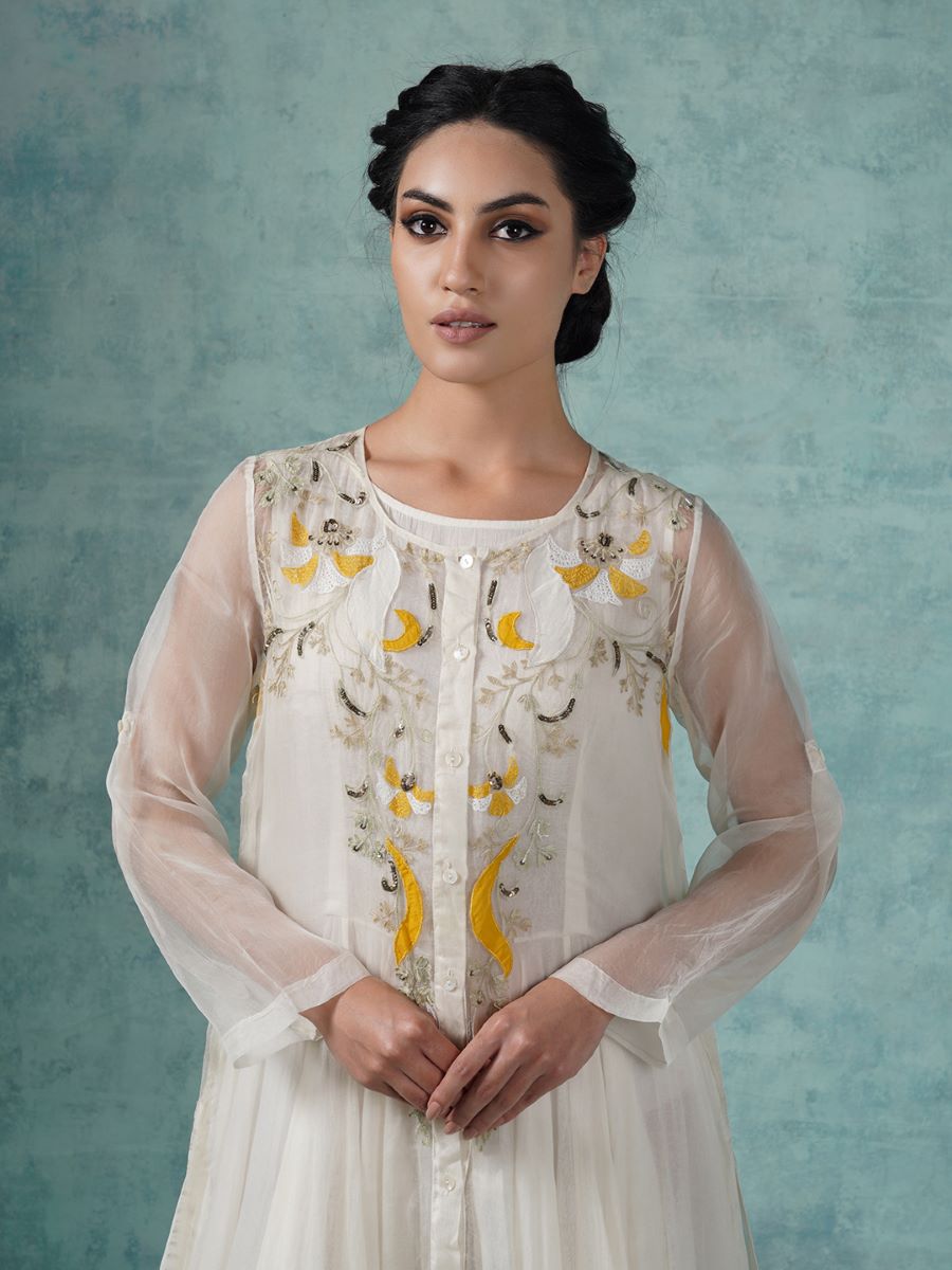 Cotton inner dress with organza shirt
