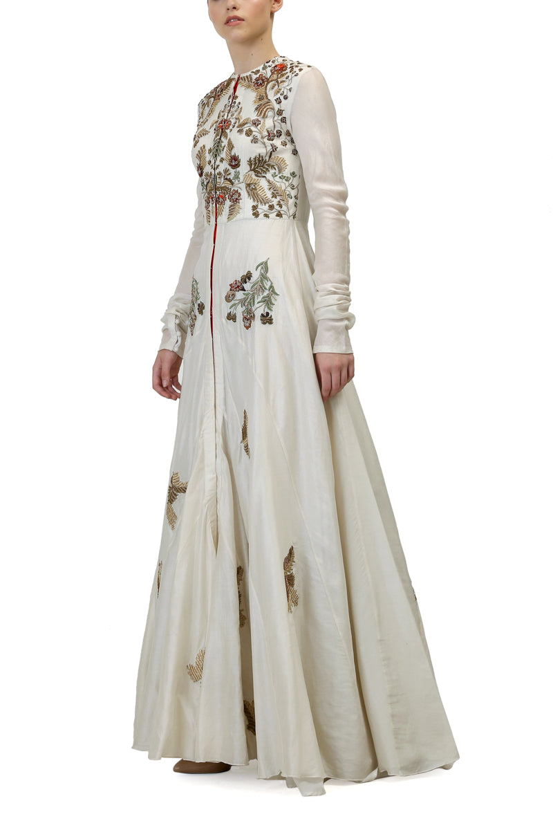 Round Neck Embroidered Gown