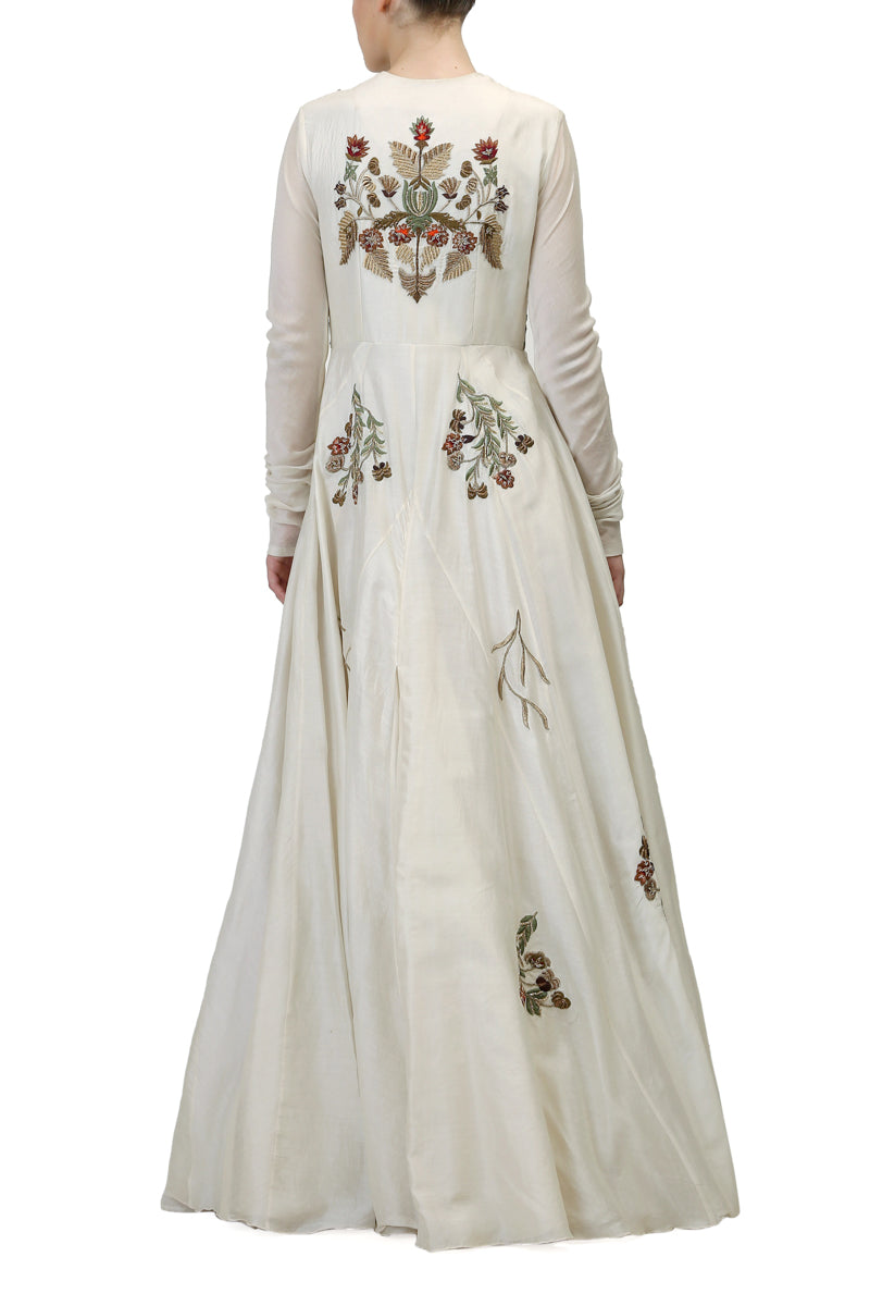 Round Neck Embroidered Gown