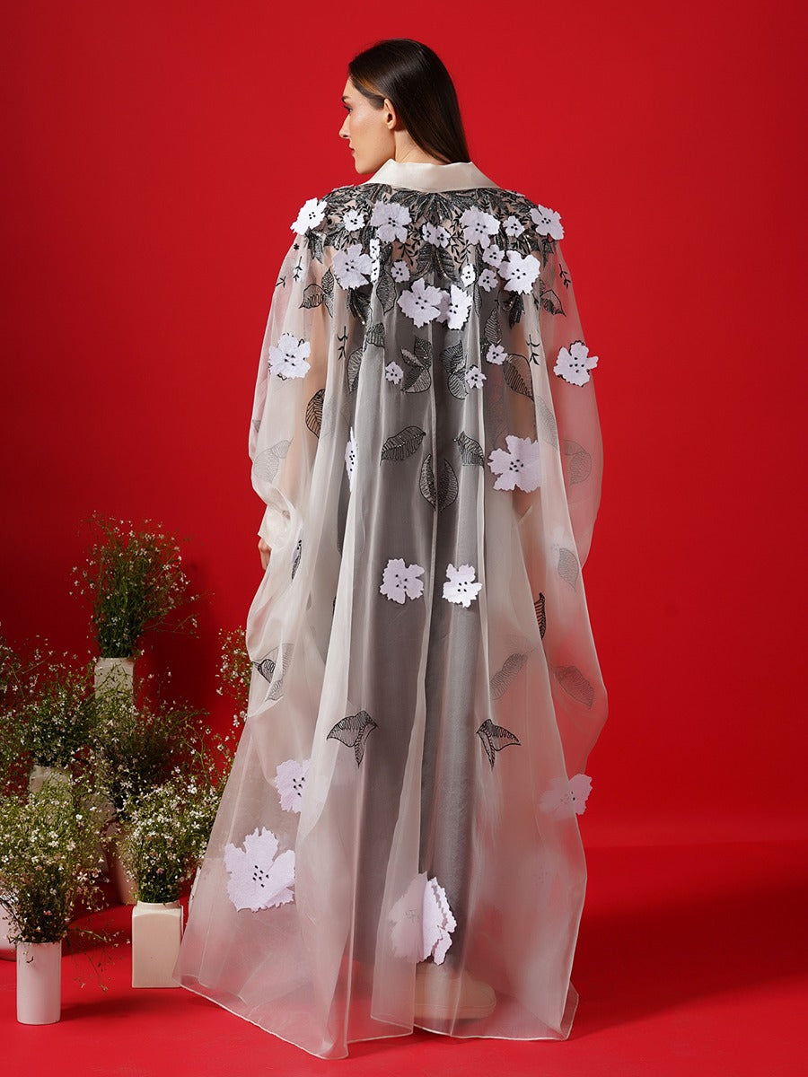 Buy White Organza Embroidery Round Asymmetric Trail Dress For Women by  Gauri & Nainika Online at Aza Fashions.