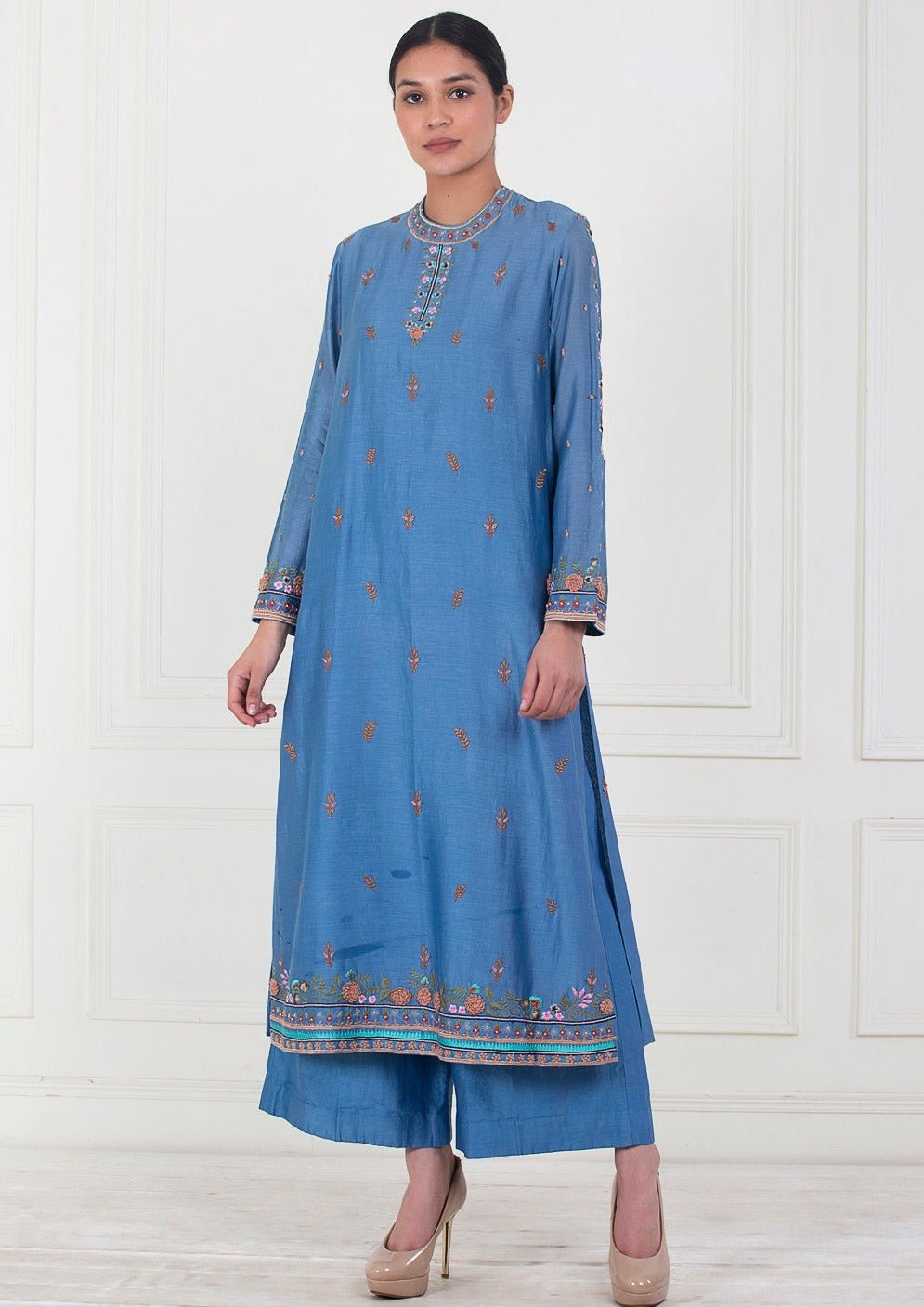A beautifully embroidered cotton silk kurta - samantchauhan Apparel & Accessories