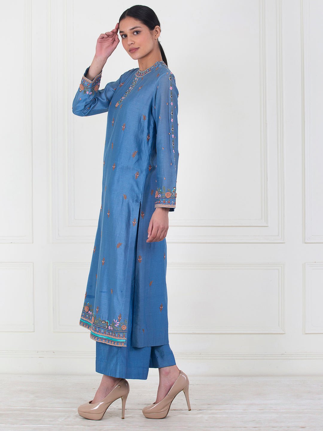 A beautifully embroidered cotton silk kurta - samantchauhan Apparel & Accessories