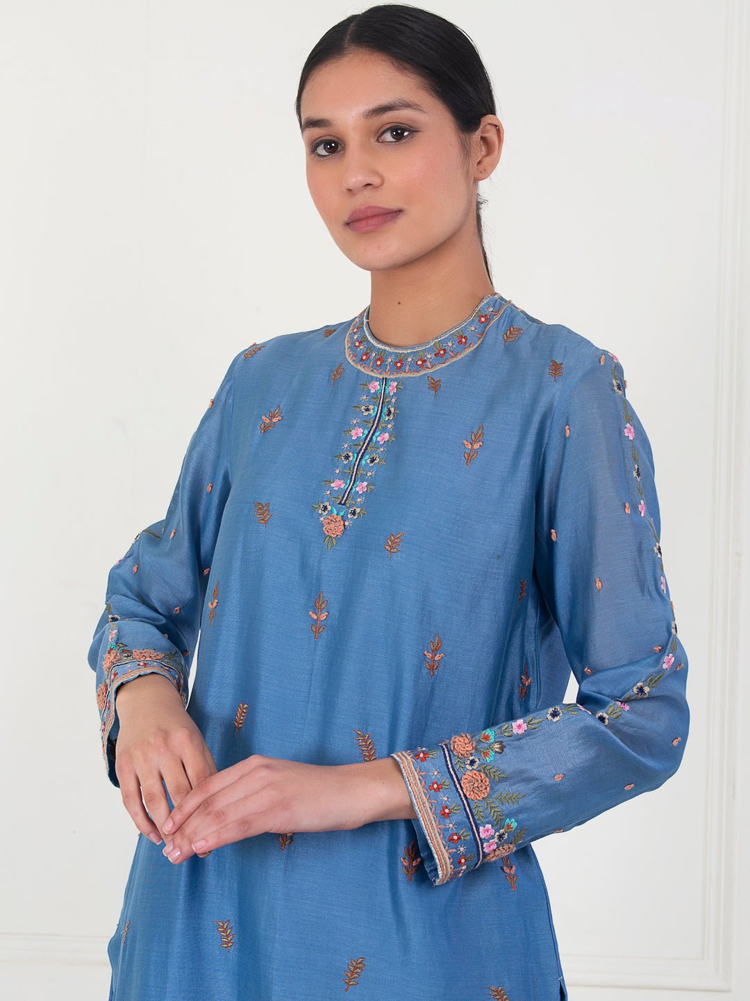 A beautifully embroidered cotton silk kurta - samantchauhan Apparel & Accessories