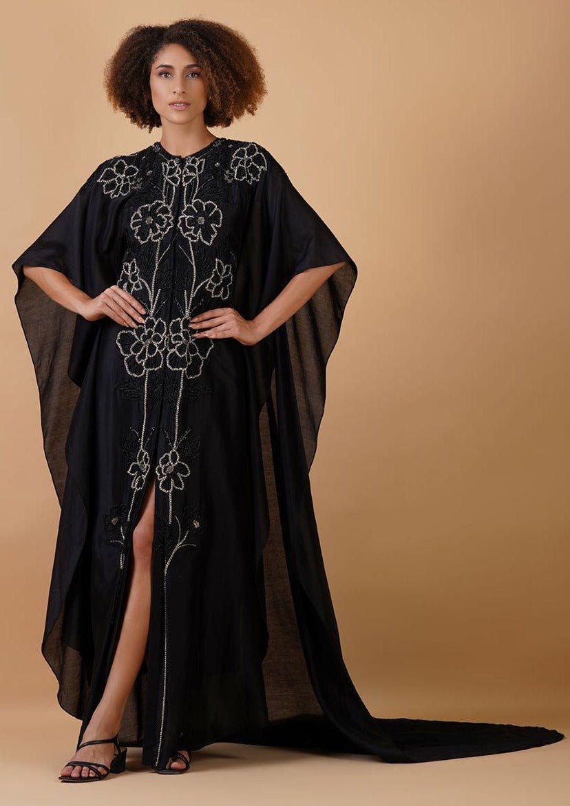 A black trail jacket in cotton silk embellished with enticing embroidery - samantchauhan Apparel & Accessories
