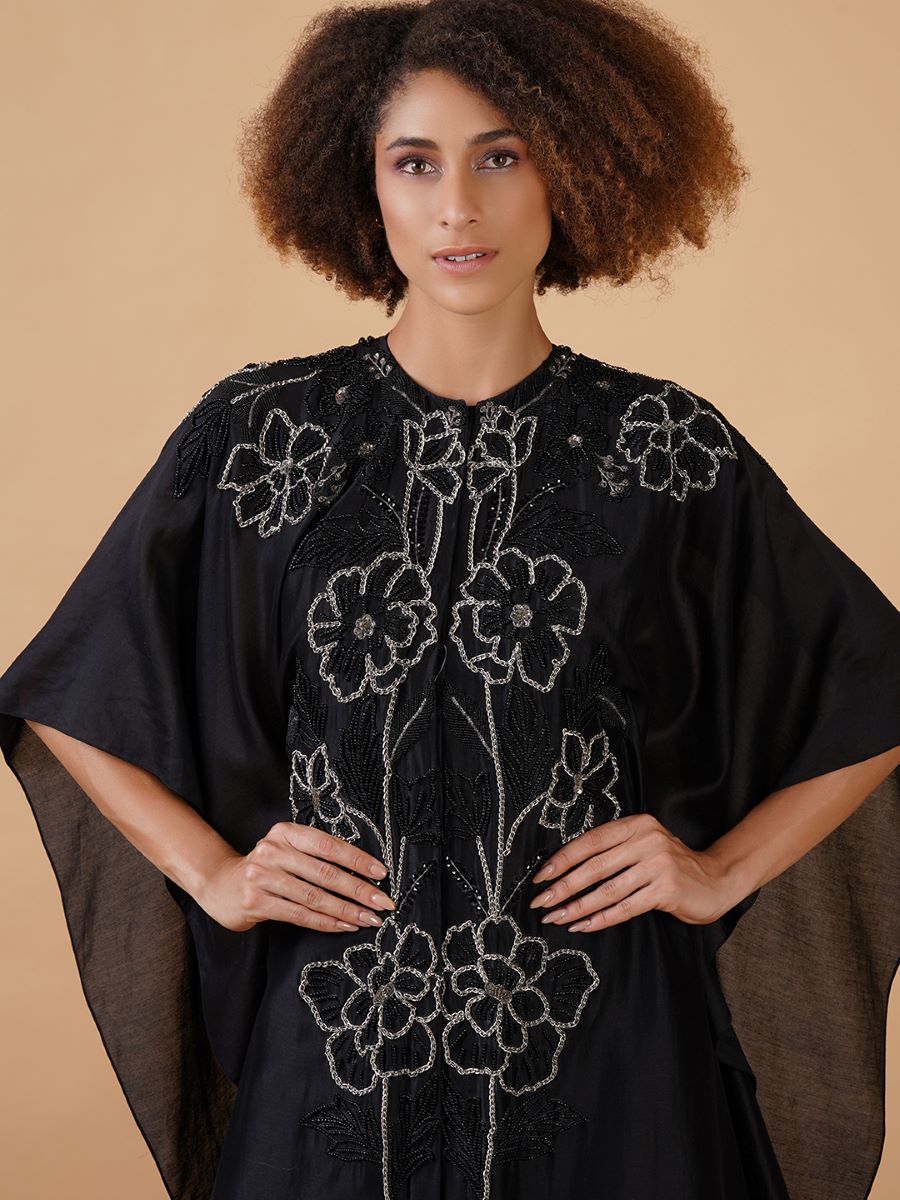 A black trail jacket in cotton silk embellished with enticing embroidery - samantchauhan Apparel & Accessories
