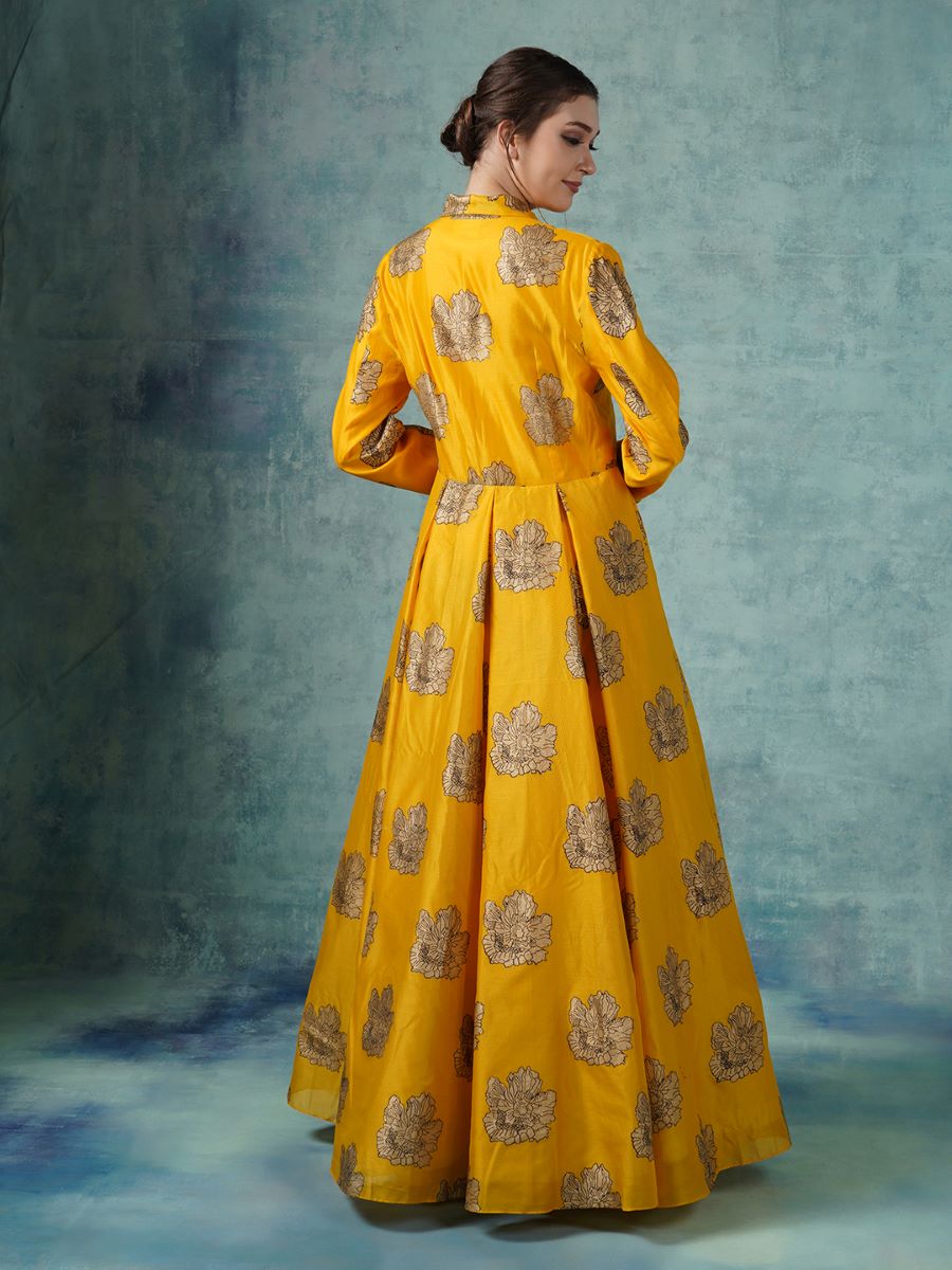 A collared neck cotton silk gown - samantchauhan Apparel & Accessories