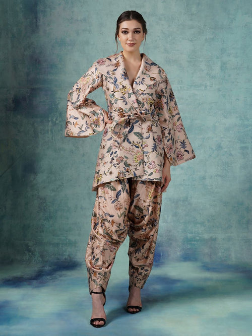 A cotton printed silk jacket with dhoti pants - samantchauhan Apparel & Accessories