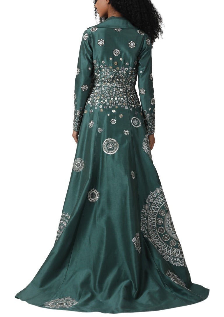 A cotton silk collared jacket with a plunging neckline. - samantchauhan