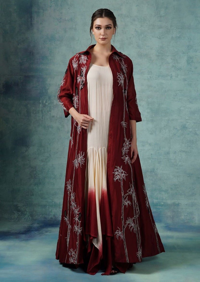 A cotton silk jacket with a cotton inner dress - samantchauhan Apparel & Accessories