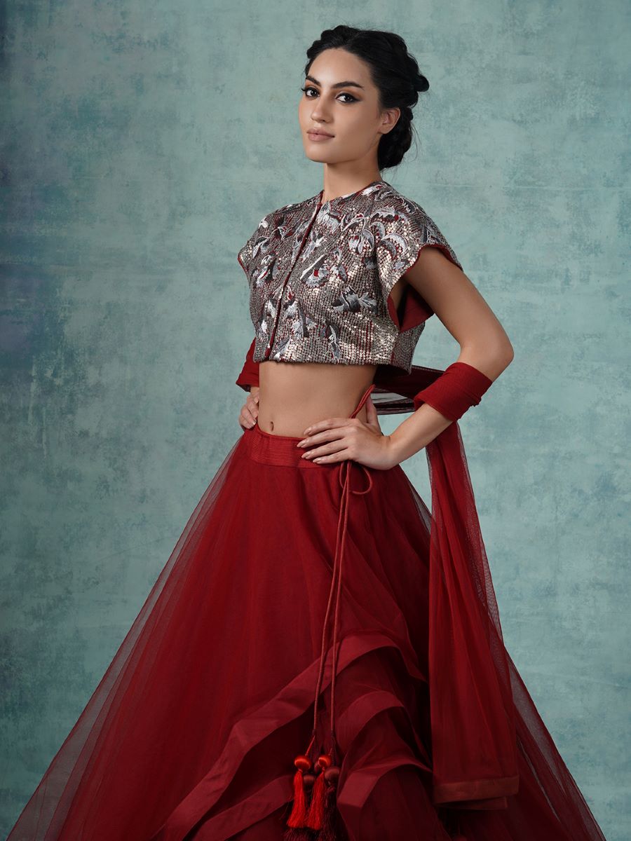 A cotton silk lehenga set with organza Dupatta - samantchauhan Apparel &amp; Accessories