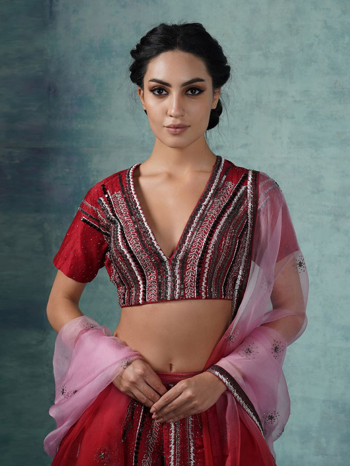 A cotton silk lehenga set with organza Dupatta - samantchauhan Apparel &amp; Accessories